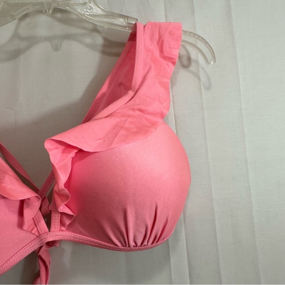 Womens 2Piece Bikini with Ruffles in Coral - Picture 3 of 11